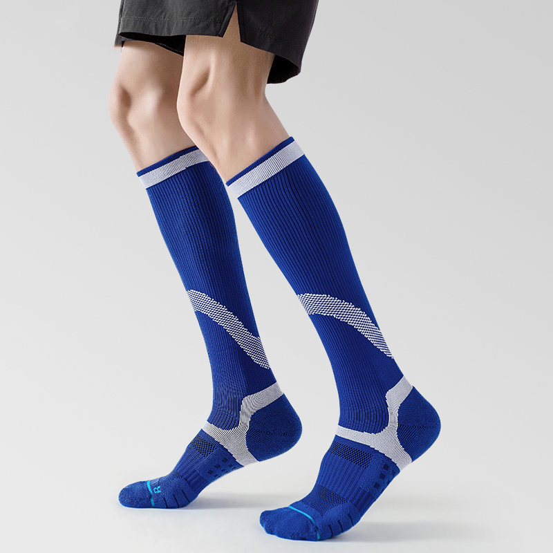 Heldere jacquard compressiekousen voor buitengebruik