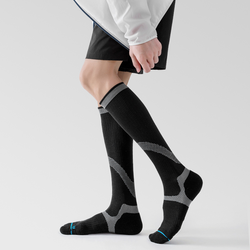 Heldere jacquard compressiekousen voor buitengebruik