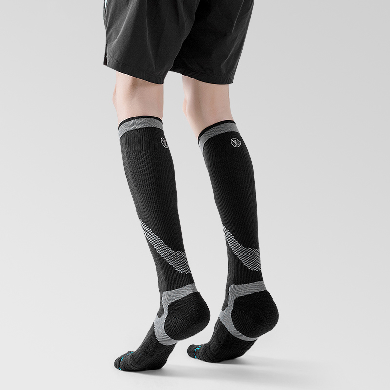 Heldere jacquard compressiekousen voor buitengebruik