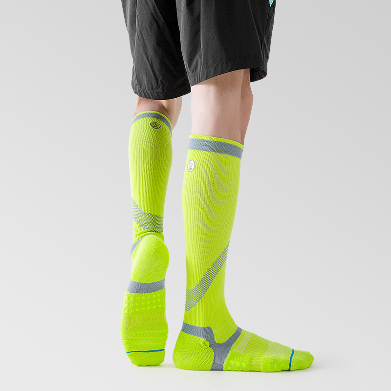 Heldere jacquard compressiekousen voor buitengebruik