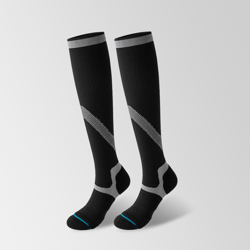 Heldere jacquard compressiekousen voor buitengebruik