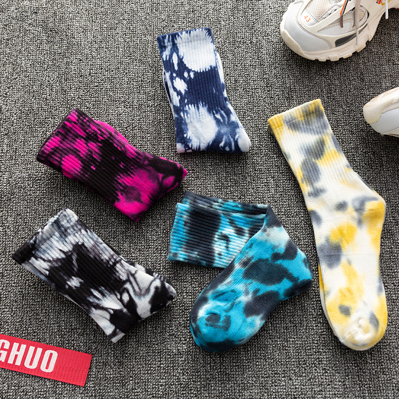 Katoenen sportsokken met tie-dye, halfhoge kuit