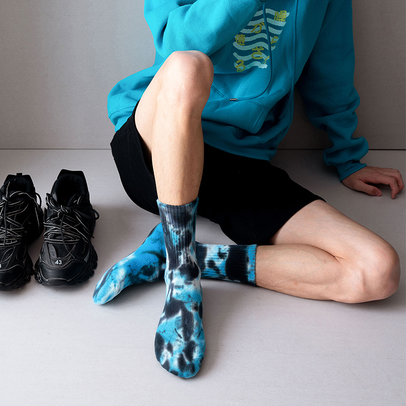 Katoenen sportsokken met tie-dye, halfhoge kuit