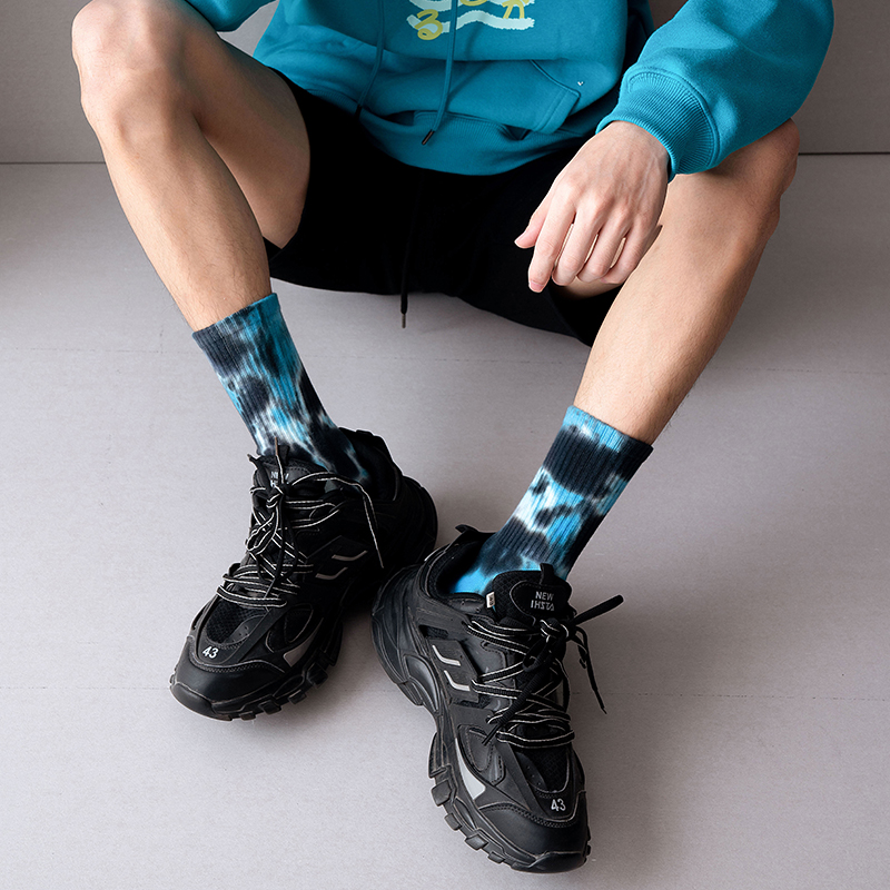 Katoenen sportsokken met tie-dye, halfhoge kuit