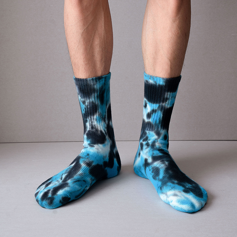 Katoenen sportsokken met tie-dye, halfhoge kuit