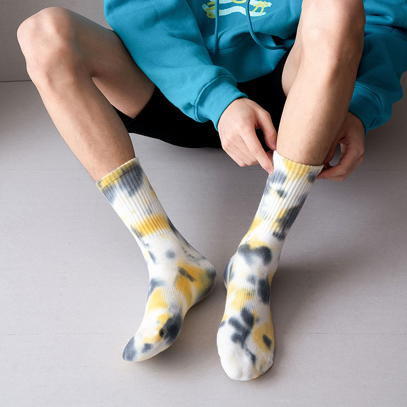 Katoenen sportsokken met tie-dye, halfhoge kuit