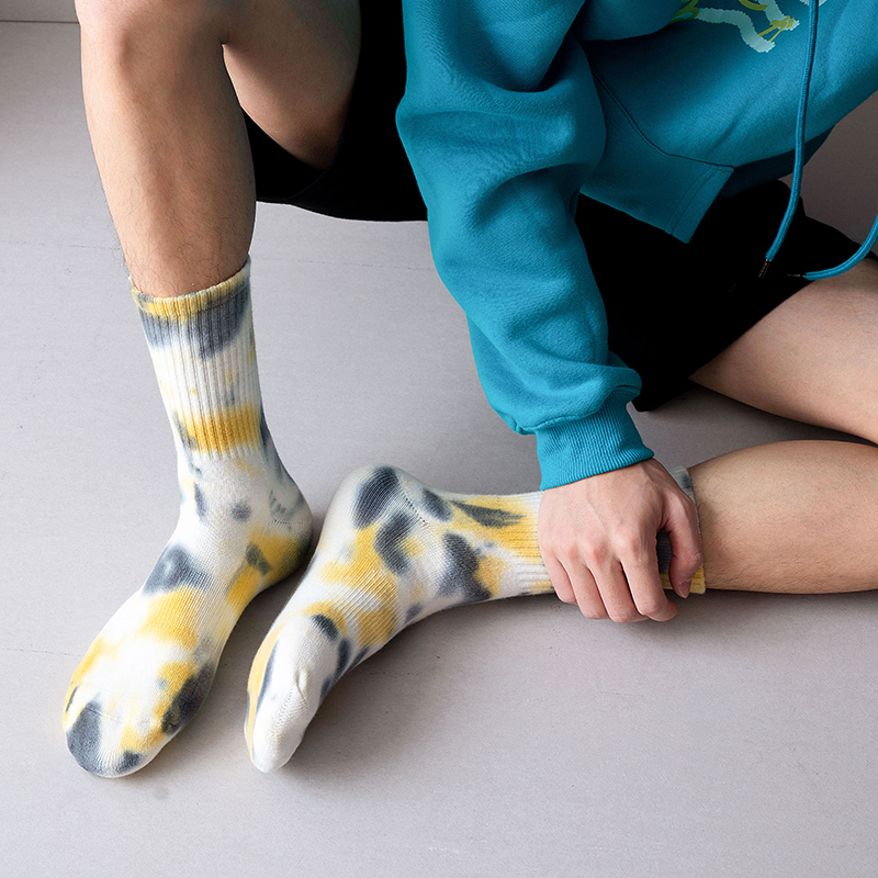 Katoenen sportsokken met tie-dye, halfhoge kuit