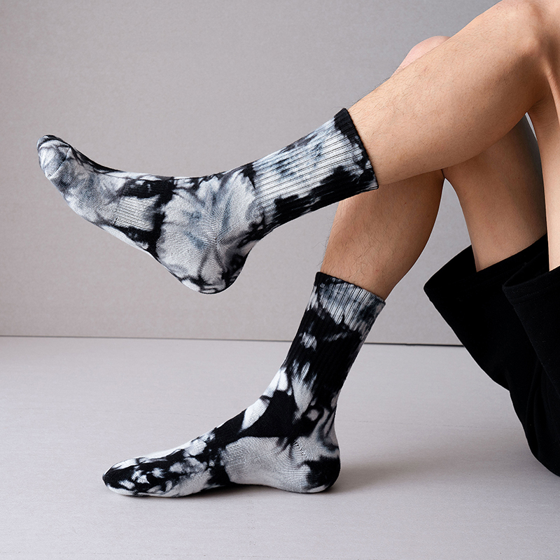 Katoenen sportsokken met tie-dye, halfhoge kuit