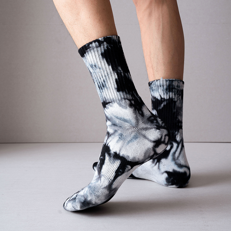 Katoenen sportsokken met tie-dye, halfhoge kuit