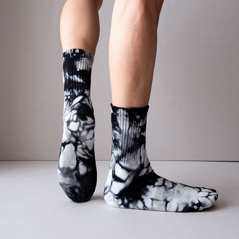 Katoenen sportsokken met tie-dye, halfhoge kuit