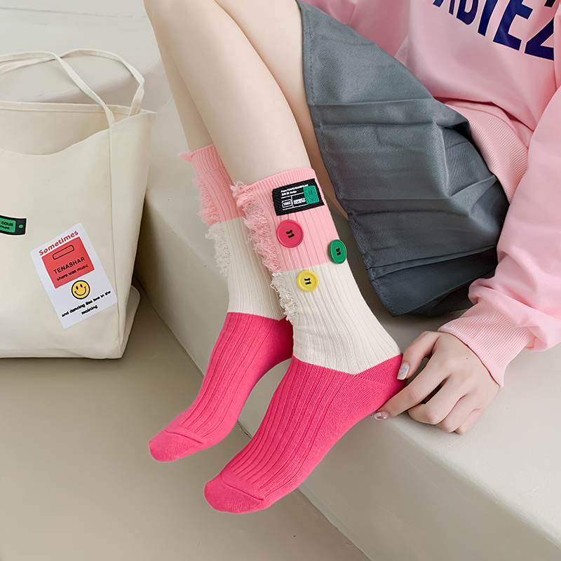 Bedelaarssokken met knopen en colorblock