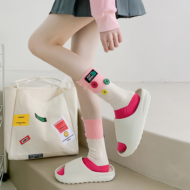 Bedelaarssokken met knopen en colorblock