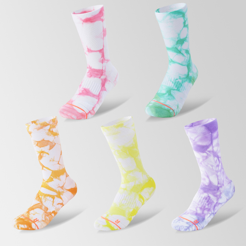 Tie-dye katoenen sportsokken tot halverwege de kuit
